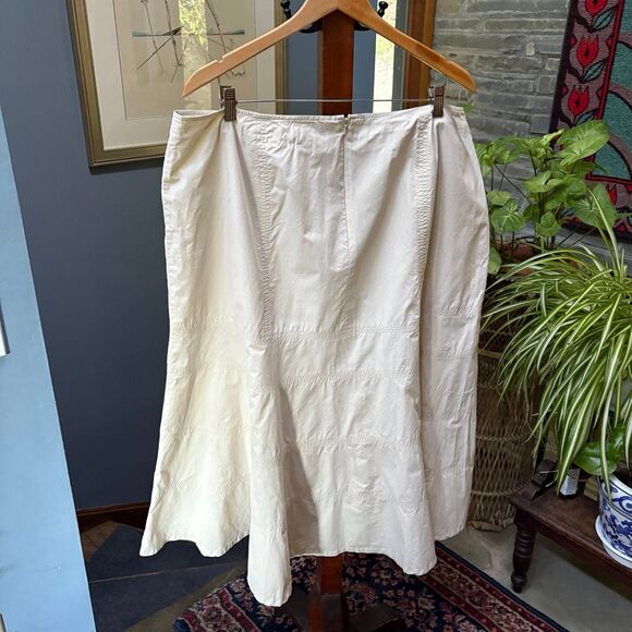 Talbots Plus Size 100% Cotton Light Khaki Pleated Flare Maxi Skirt size 20W - Picture 5 of 8